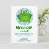 Funny Frog Boys Einladung zum Geburtstag (Stehend Vorderseite)