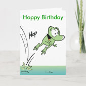 Funny Frog Cartoon Hoppy Birthday Card Karte (Vorderseite)