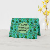 Funny Frog Cartoon Personalisiert Geburtstag Karte (Gelbe Blume)