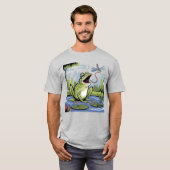 Funny Frog Catching Dragonfly Art T-Shirt (Vorne ganz)