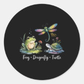 Funny Frog Dragonfly Turtle Runder Aufkleber (Vorderseite)