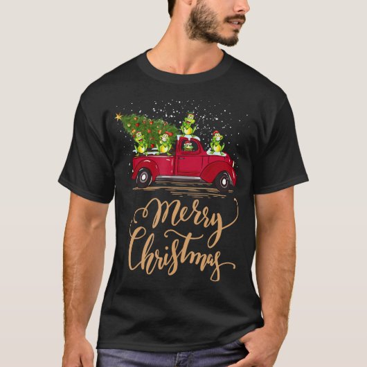 Funny Frog Driving Christmas Tree Truck Frog Chris T-Shirt (Vorderseite)