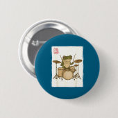 Funny Frog Drum Rock Music Kawaii Japanese Button (Vorne & Hinten)