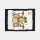 Funny Frog Drum Rock Music Kawaii Japanese Fleecedecke (Vorderseite (Horizontal))