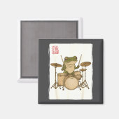 Funny Frog Drum Rock Music Kawaii Japanese  Magnet (Vorderseite/Rückseite)