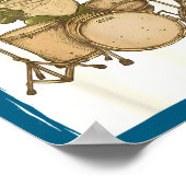 Funny Frog Drum Rock Music Kawaii Japanese  Poster (Ecke)