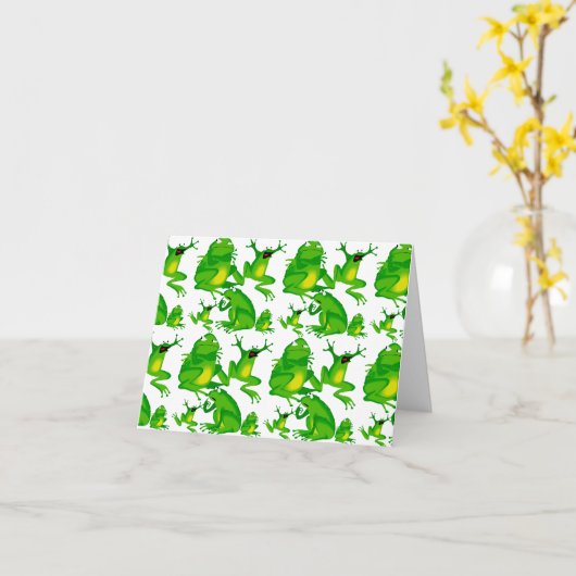 Funny Frog Emotionen Mad Curious Scared Frogs Karte (Gelbe Blume)