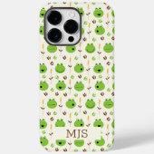 Funny Frog Faces Muster Monogram Case-Mate iPhone Hülle (Rückseite)