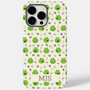Funny Frog Faces Muster Monogram Case-Mate iPhone 14 Pro Max Hülle