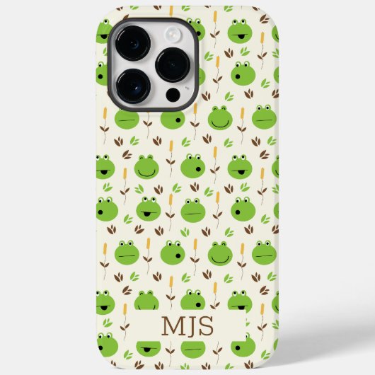 Funny Frog Faces Muster Monogram Case-Mate iPhone Hülle (Rückseite)