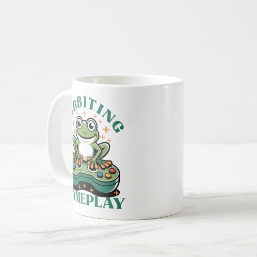 Funny Frog Gamer, Retro Video Game Controller Kaffeetasse (Vorderseite Links)