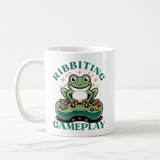 Funny Frog Gamer, Retro Video Game Controller Kaffeetasse (Links)