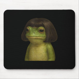 Funny Frog Girl Bob Hair Meme Art Mousepad