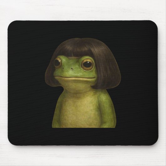 Funny Frog Girl Bob Hair Meme Art Mousepad (Vorne)
