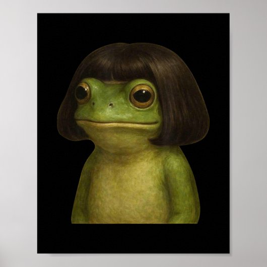 Funny Frog Girl Bob Hair Meme Art Poster (Vorne)