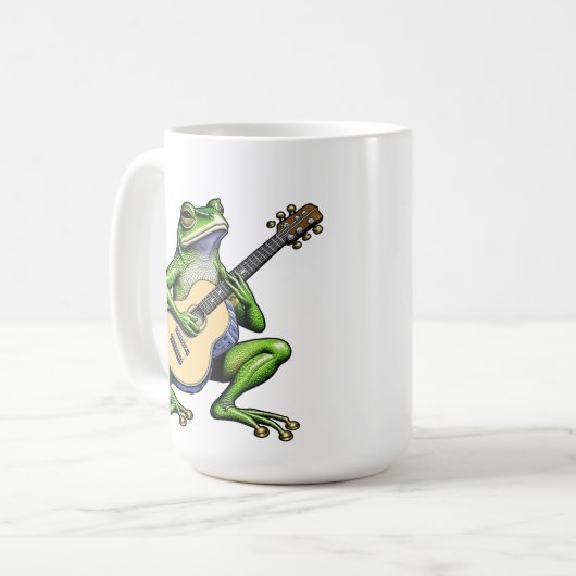 Funny Frog Gitarre spielen Personalisiert Kaffeetasse (Vorderseite Links)