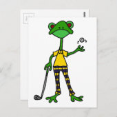 Funny Frog Golfing Art Postkarte (Vorne/Hinten)