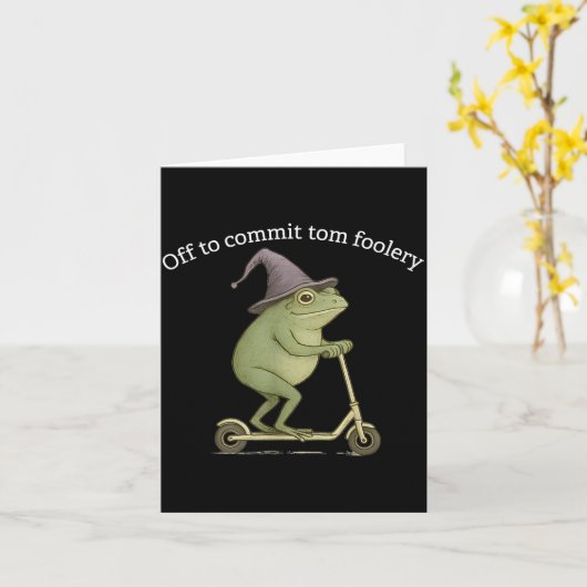 Funny Frog Graphic Saying Off To Commit Tom Fooler Karte (Gelbe Blume)