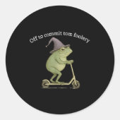 Funny Frog Graphic Saying Off To Commit Tom Fooler Runder Aufkleber (Vorderseite)