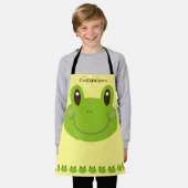 Funny Frog Green Animal mit Kid Name Schürze (Getragen)