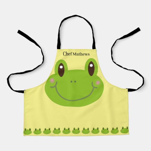 Funny Frog Green Animal mit Kid Name Schürze (Vorderseite)