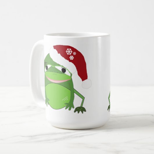 Funny Frog in einer Weihnachtsmannmütze Kaffeetasse (Vorderseite Links)