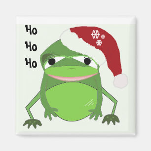 Funny Frog in einer Weihnachtsmannmütze Magnet