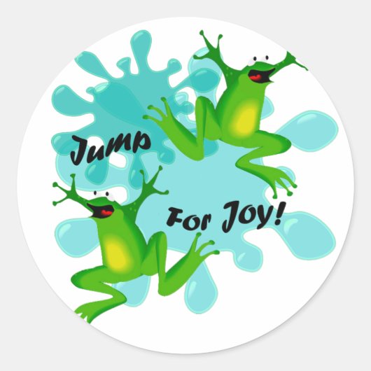 Funny Frog Jump for Joy Runder Aufkleber (Vorderseite)