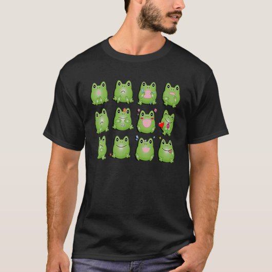 Funny Frog Lover Grafische Mood Frogs T-Shirt (Vorderseite)