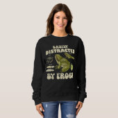 Funny Frog Lover leicht von Fröschen abgelenkt Sweatshirt (Vorne ganz)