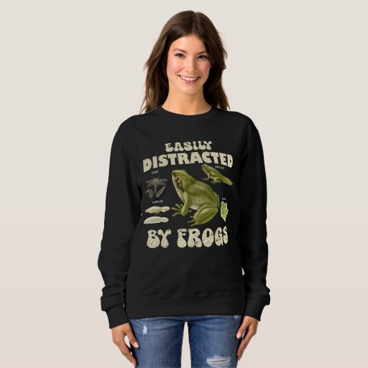 Funny Frog Lover leicht von Fröschen abgelenkt Sweatshirt (Vorne ganz)