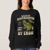 Funny Frog Lover leicht von Fröschen abgelenkt Sweatshirt (Vorderseite)