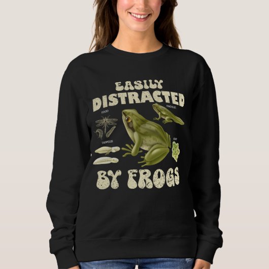 Funny Frog Lover leicht von Fröschen abgelenkt Sweatshirt (Vorderseite)