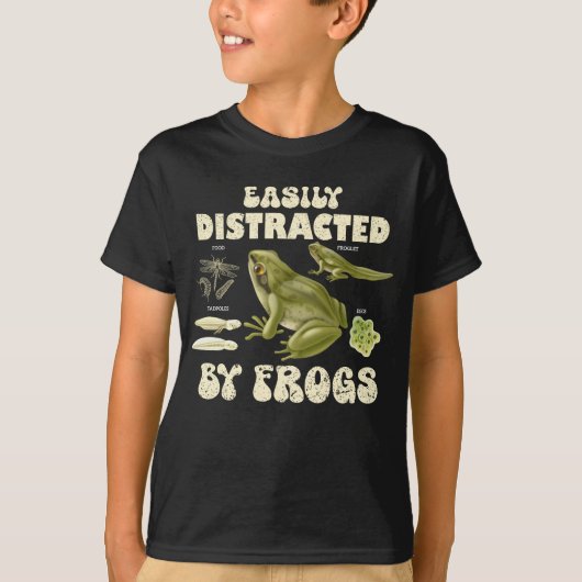 Funny Frog Lover leicht von Fröschen abgelenkt T-Shirt (Vorderseite)