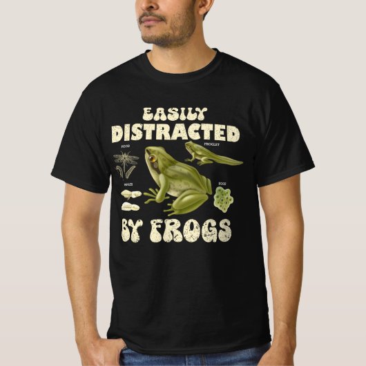 Funny Frog Lover leicht von Fröschen abgelenkt T-Shirt (Vorderseite)