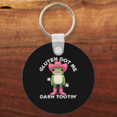 Funny Frog Meme Gluten Got Me Darn Tootin' Gluten  Schlüsselanhänger (Vorderseite)