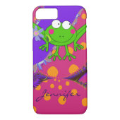 Funny Frog mit Blume & individuelle Name Case-Mate iPhone Hülle (Rückseite)