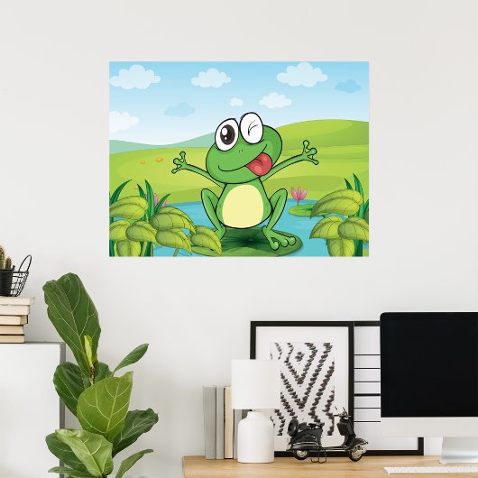 Funny Frog mit der Zunge raus Poster