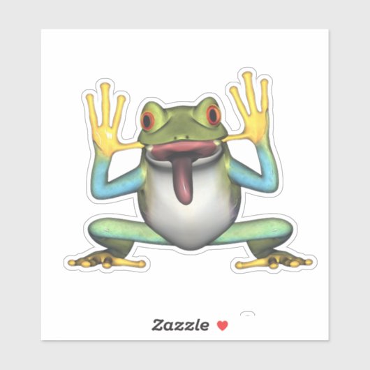 Funny Frog mit Zunge ausstechen Aufkleber (Blatt)