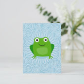 Funny Frog - Niedlich Froggy On Blue Postkarte (Stehend Vorderseite)