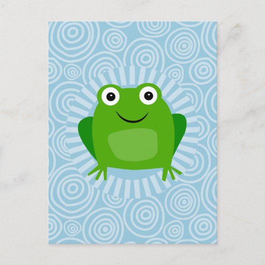 Funny Frog - Niedlich Froggy On Blue Postkarte (Vorderseite)