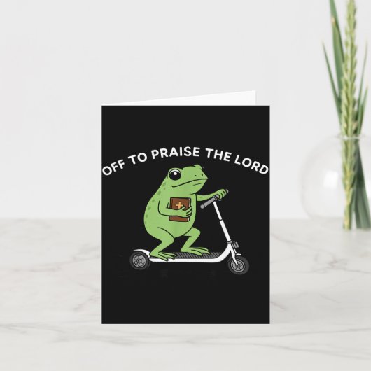 Funny Frog Off To Praise The Lord Meme Quote Funny Karte (Vorderseite)