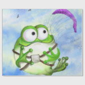 Funny Frog Paraglider Wrapping Paper Geschenkpapier (Flach)