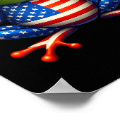 Funny Frog Peace Sign 4. Juli Frog American Fl Poster (Ecke)
