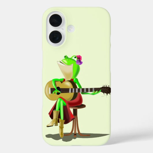 Funny Frog Playing Gitarre iPhone Case (Rückseite)