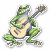 Funny Frog Playing Guitar Aufkleber (Vorderseite)