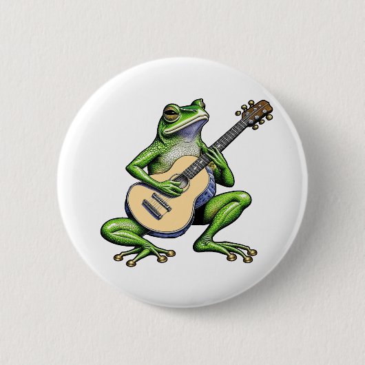 Funny Frog Playing Guitar Button (Vorderseite)