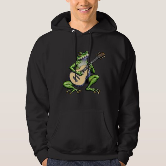 Funny Frog Playing Guitar Hoodie (Vorderseite)