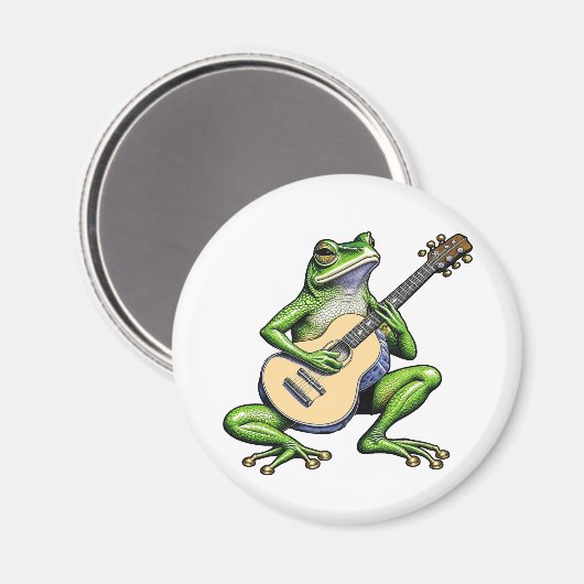 Funny Frog Playing Guitar Magnet (Vorderseite/Rückseite)