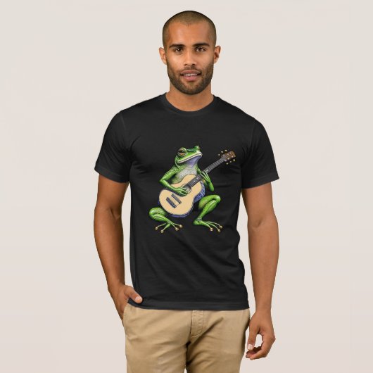 Funny Frog Playing Guitar T-Shirt (Vorne ganz)